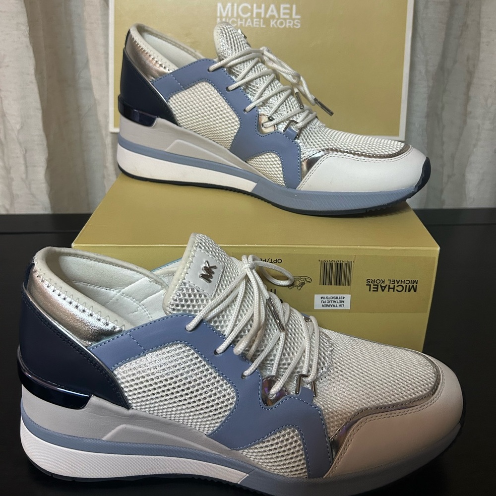 Michael Kors Navy and Silver Athletic Shoes